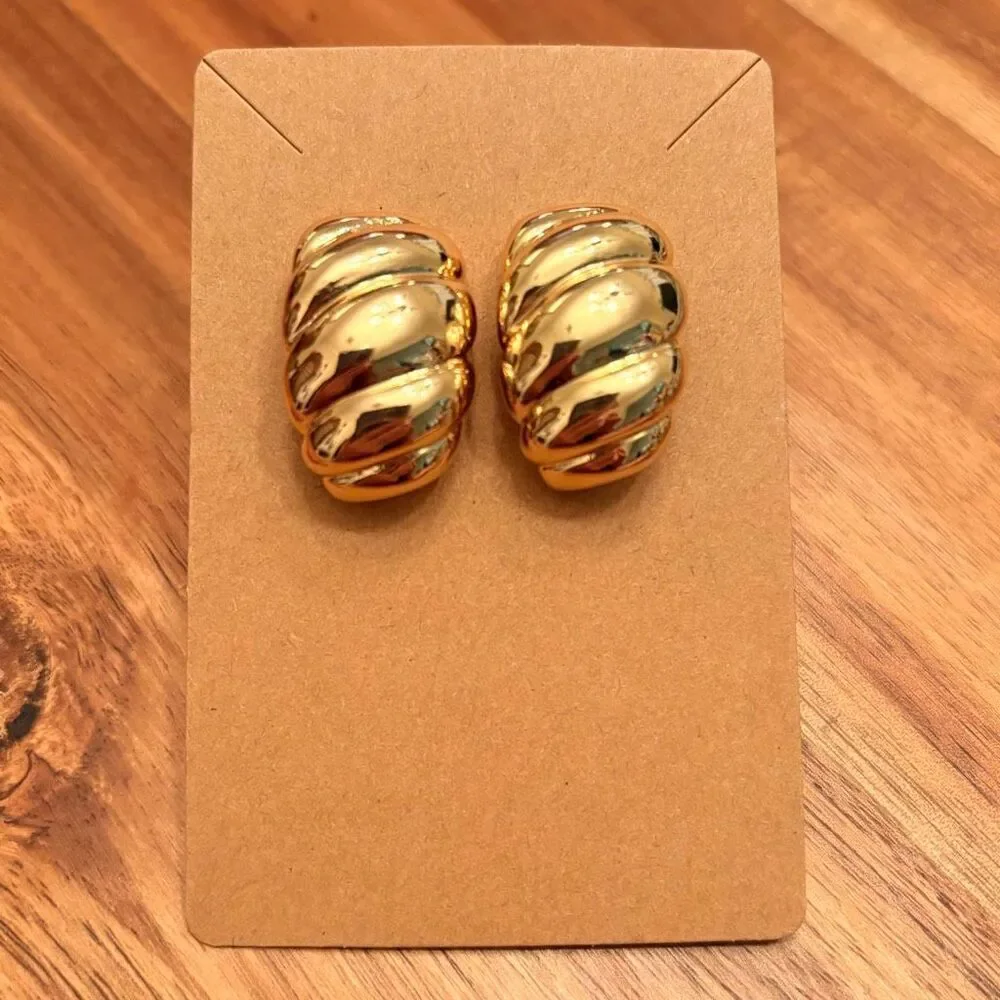 Scalloped Dome Earrings | Gold Tone | 1 1/4” Length